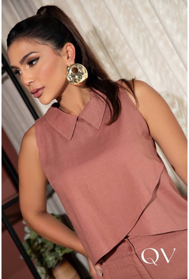 CONJUNTO RETO EM LINHO MISTO MARROM - LUZIA FAZZOLLI CONJUNTO RETO EM LINHO MISTO MARROM - LUZIA FAZZOLLI