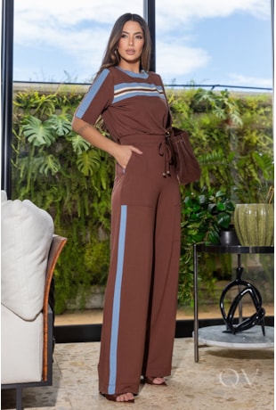 CONJUNTO RETO EM MOLETINHO MARROM - LUZIA FAZZOLLI