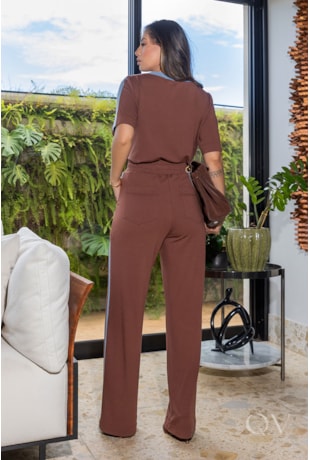 CONJUNTO RETO EM MOLETINHO MARROM - LUZIA FAZZOLLI