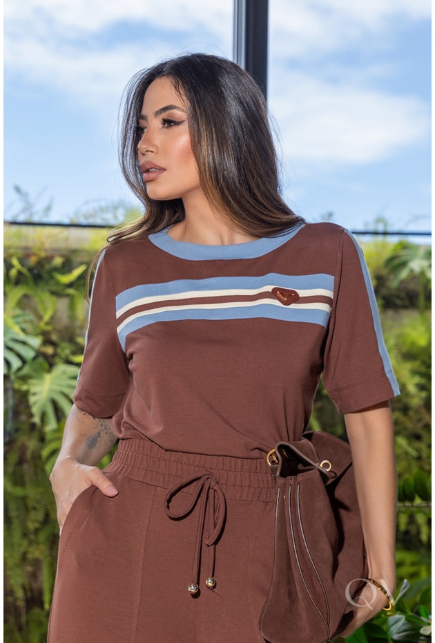 CONJUNTO RETO EM MOLETINHO MARROM - LUZIA FAZZOLLI