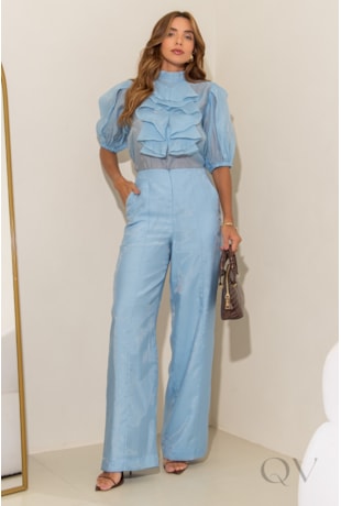 CONJUNTO RETO EM ORGANZA AZUL - LUZIA FAZZOLLI