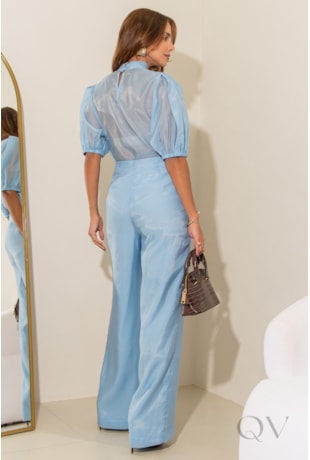 CONJUNTO RETO EM ORGANZA AZUL - LUZIA FAZZOLLI