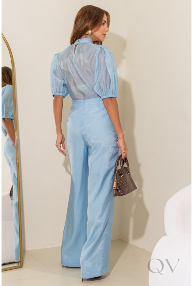 CONJUNTO RETO EM ORGANZA AZUL - LUZIA FAZZOLLI