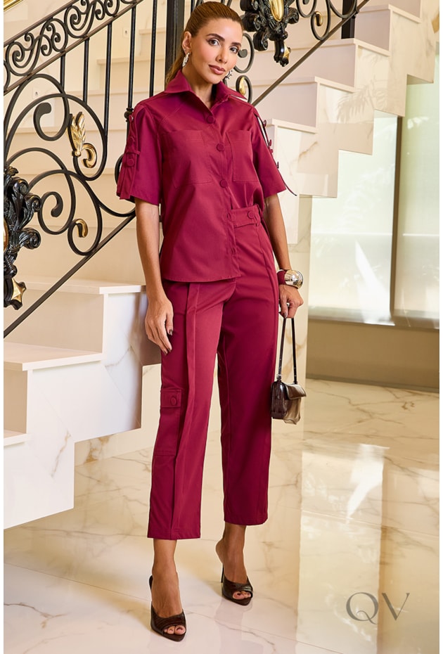 CONJUNTO RETO EM SARJA PESPONTADO UVA - LUZIA FAZZOLLI