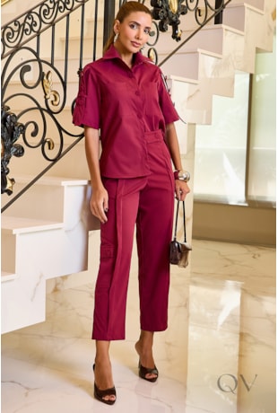 CONJUNTO RETO EM SARJA PESPONTADO UVA - LUZIA FAZZOLLI