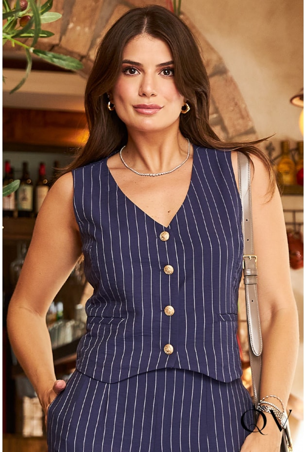 CONJUNTO RISCA DE GIZ AZUL MARINHO - LUZIA FAZZOLLI CONJUNTO RISCA DE GIZ AZUL MARINHO - LUZIA FAZZOLLI