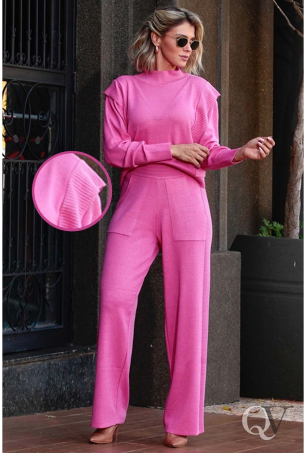 CONJUNTO TRICÔ CALÇA PANTALONA ROSA - LUZIA FAZZOLLI CONJUNTO TRICÔ CALÇA PANTALONA ROSA - LUZIA FAZZOLLI
