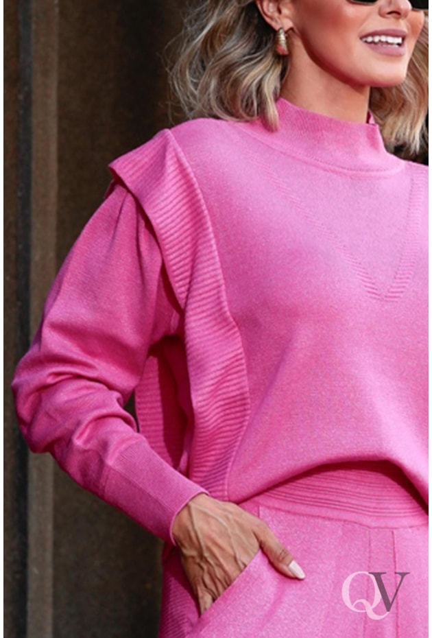 CONJUNTO TRICÔ CALÇA PANTALONA ROSA - LUZIA FAZZOLLI CONJUNTO TRICÔ CALÇA PANTALONA ROSA - LUZIA FAZZOLLI