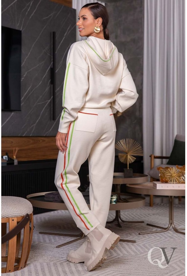 CONJUNTO TRICÔ LISTRAS LATERAIS OFF WHITE - LUZIA FAZZOLLI CONJUNTO TRICÔ LISTRAS LATERAIS OFF WHITE - LUZIA FAZZOLLI