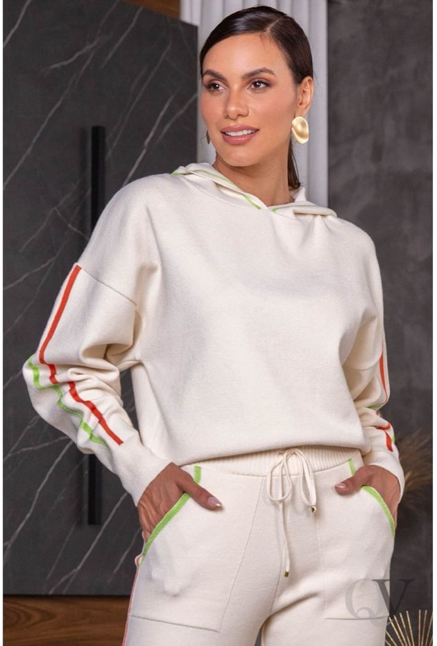 CONJUNTO TRICÔ LISTRAS LATERAIS OFF WHITE - LUZIA FAZZOLLI CONJUNTO TRICÔ LISTRAS LATERAIS OFF WHITE - LUZIA FAZZOLLI