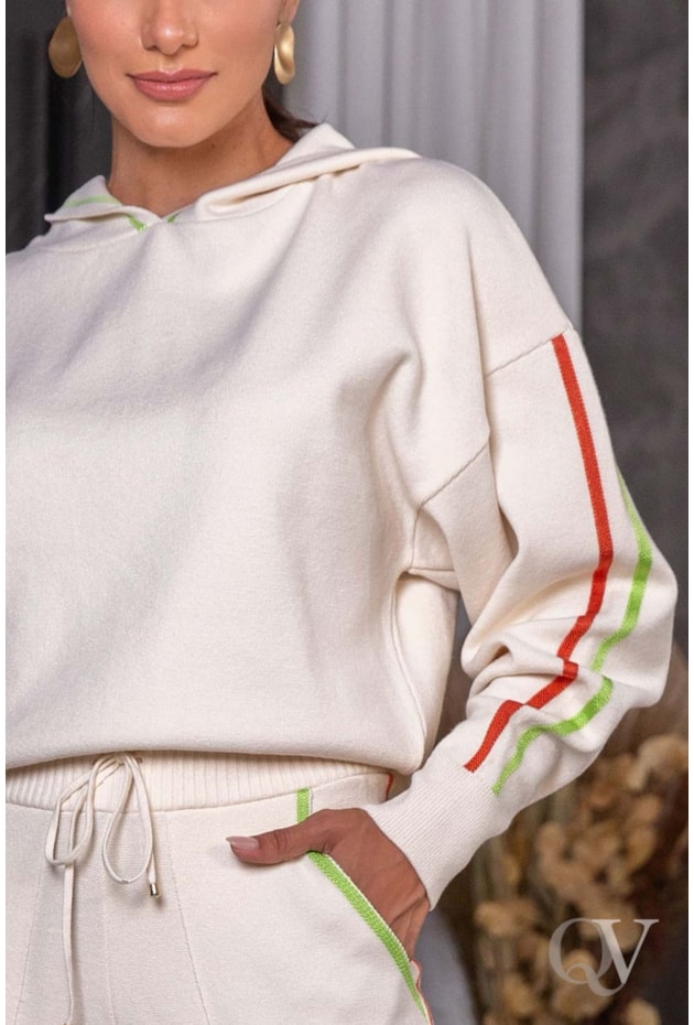 CONJUNTO TRICÔ LISTRAS LATERAIS OFF WHITE - LUZIA FAZZOLLI CONJUNTO TRICÔ LISTRAS LATERAIS OFF WHITE - LUZIA FAZZOLLI