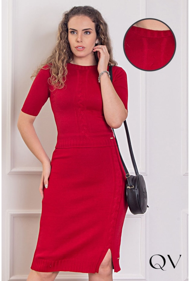 CONJUNTO TRICOT TEXTURIZADO VERMELHO - PURO SHARMY CONJUNTO TRICOT TEXTURIZADO VERMELHO - PURO SHARMY