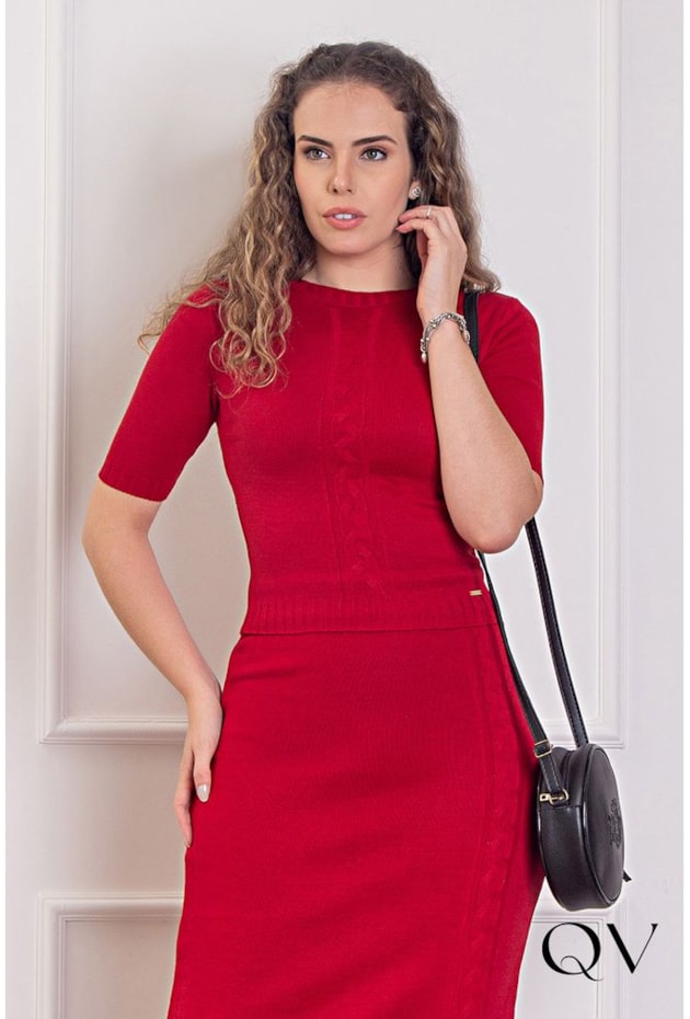 CONJUNTO TRICOT TEXTURIZADO VERMELHO - PURO SHARMY CONJUNTO TRICOT TEXTURIZADO VERMELHO - PURO SHARMY