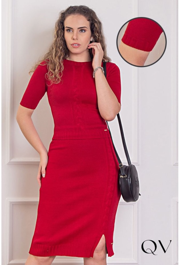 CONJUNTO TRICOT TEXTURIZADO VERMELHO - PURO SHARMY CONJUNTO TRICOT TEXTURIZADO VERMELHO - PURO SHARMY