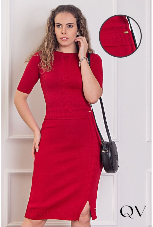 CONJUNTO TRICOT TEXTURIZADO VERMELHO - PURO SHARMY CONJUNTO TRICOT TEXTURIZADO VERMELHO - PURO SHARMY