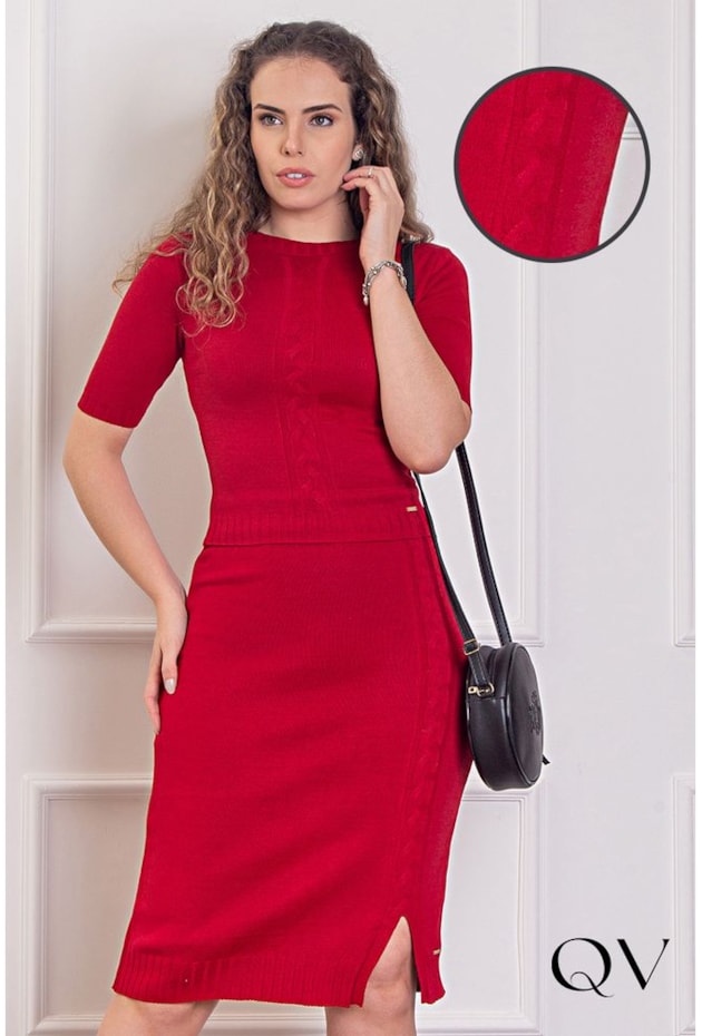 CONJUNTO TRICOT TEXTURIZADO VERMELHO - PURO SHARMY CONJUNTO TRICOT TEXTURIZADO VERMELHO - PURO SHARMY