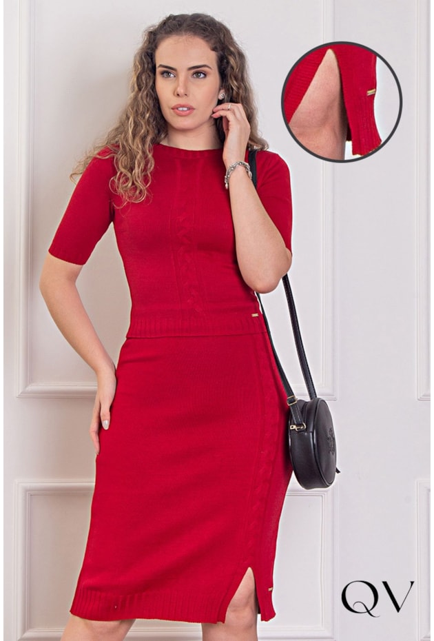CONJUNTO TRICOT TEXTURIZADO VERMELHO - PURO SHARMY CONJUNTO TRICOT TEXTURIZADO VERMELHO - PURO SHARMY