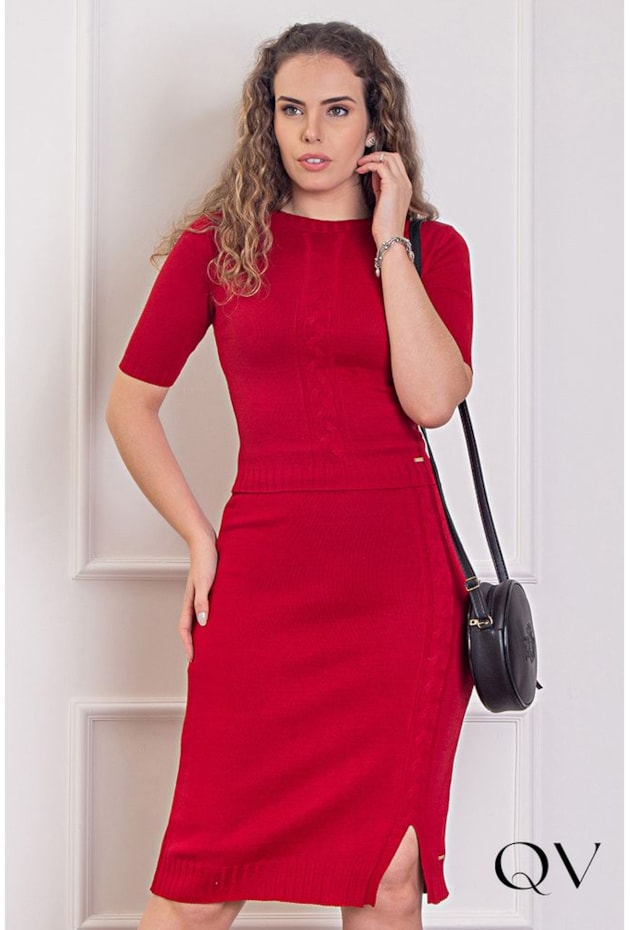 CONJUNTO TRICOT TEXTURIZADO VERMELHO - PURO SHARMY CONJUNTO TRICOT TEXTURIZADO VERMELHO - PURO SHARMY