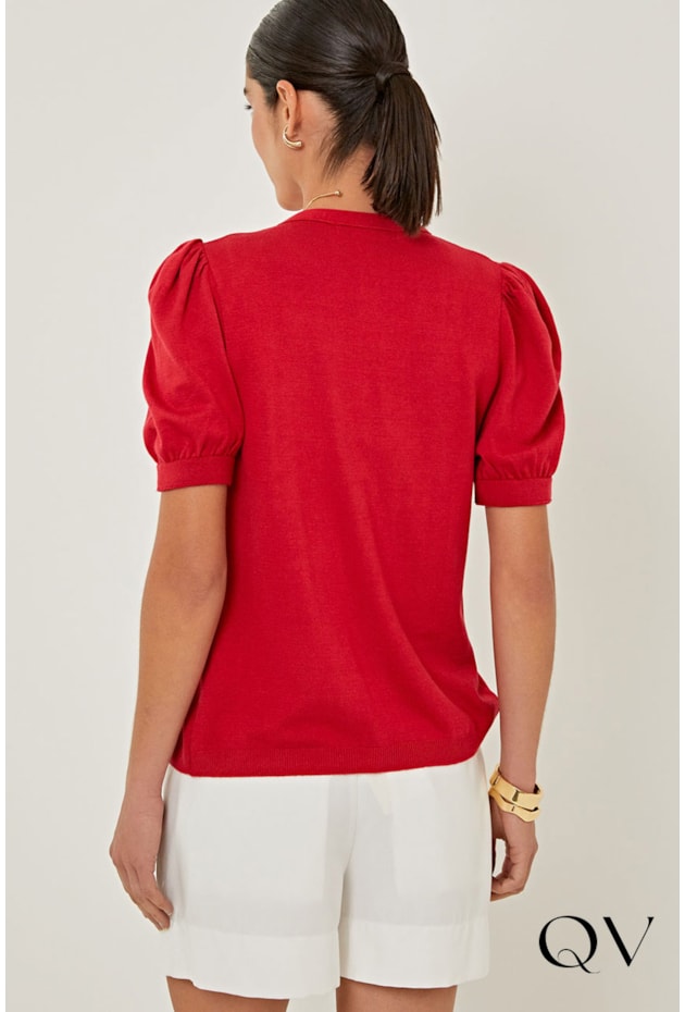 CONJUNTO TWIN SET EM TRICOT CEREJA - LINDA DE MORRER