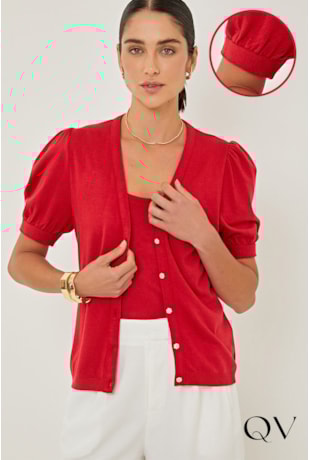 CONJUNTO TWIN SET EM TRICOT CEREJA - LINDA DE MORRER