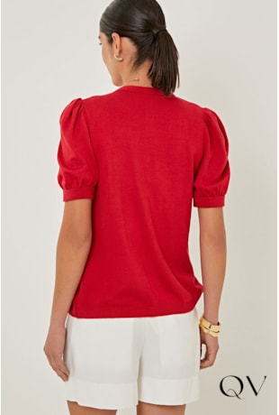 CONJUNTO TWIN SET EM TRICOT CEREJA - LINDA DE MORRER