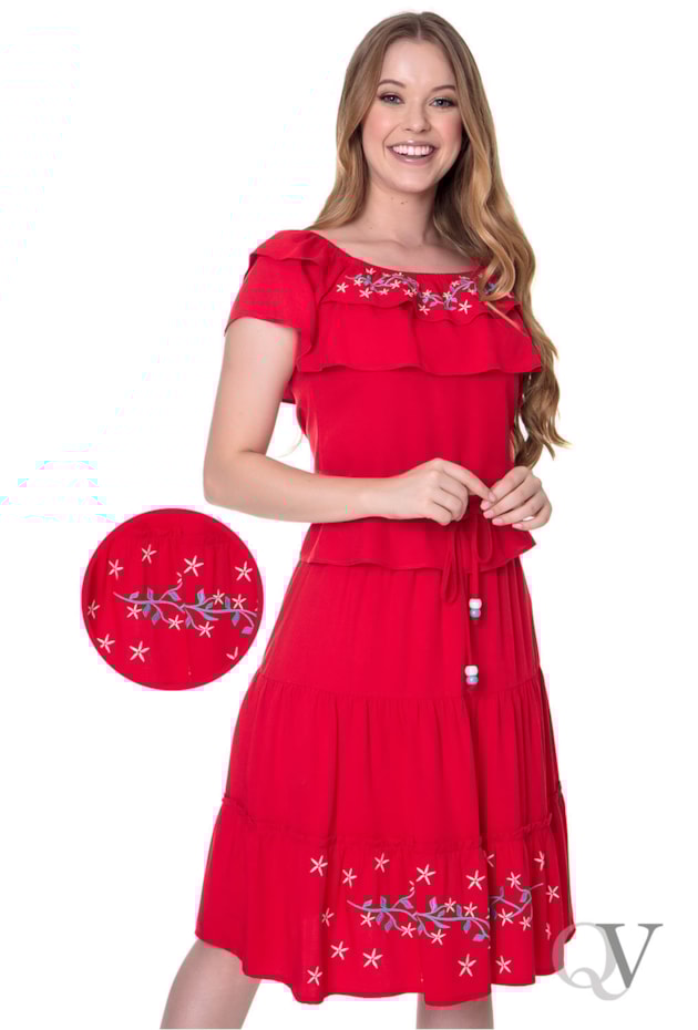 CONJUNTO VISCOSE BABADOS E BORDADO VERMELHO - HAPUK CONJUNTO VISCOSE BABADOS E BORDADO VERMELHO - HAPUK