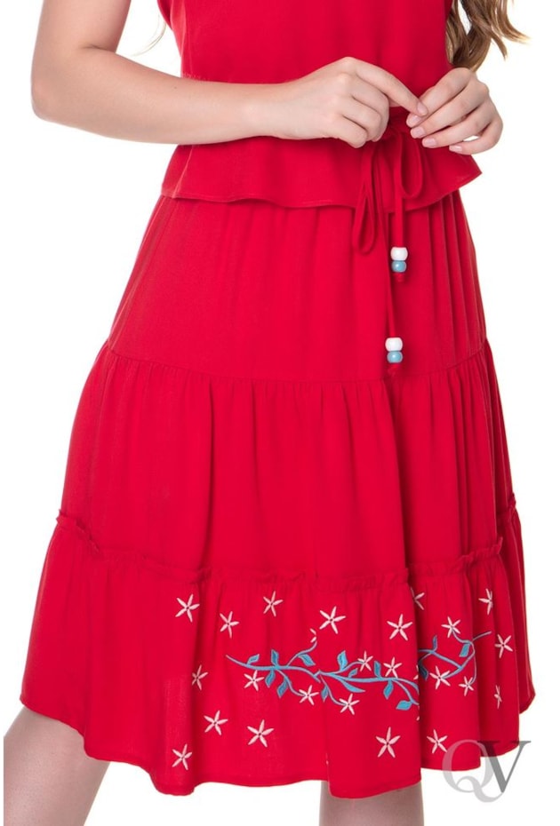 CONJUNTO VISCOSE BABADOS E BORDADO VERMELHO - HAPUK CONJUNTO VISCOSE BABADOS E BORDADO VERMELHO - HAPUK