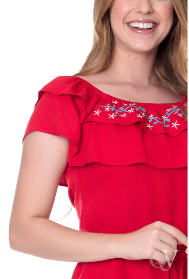 CONJUNTO VISCOSE BABADOS E BORDADO VERMELHO - HAPUK CONJUNTO VISCOSE BABADOS E BORDADO VERMELHO - HAPUK