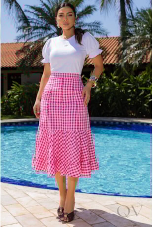 CONJUNTO XADREZ EM VICHY ROSA - LUZIA FAZZOLLI
