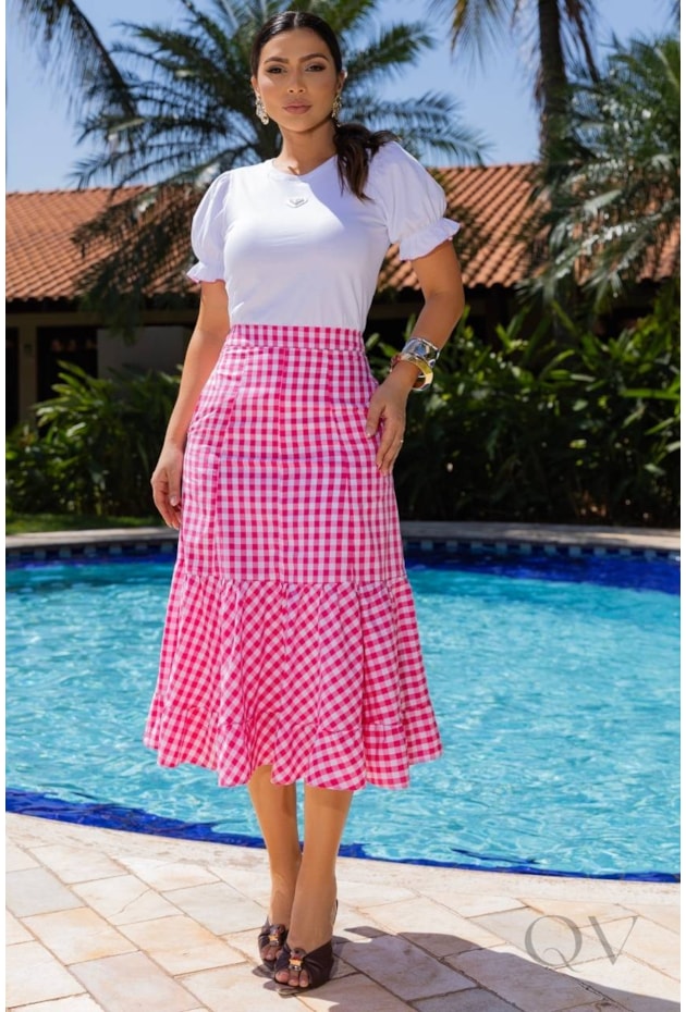 CONJUNTO XADREZ EM VICHY ROSA - LUZIA FAZZOLLI