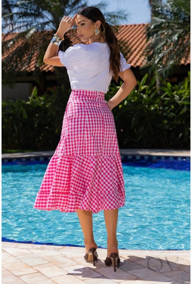 CONJUNTO XADREZ EM VICHY ROSA - LUZIA FAZZOLLI