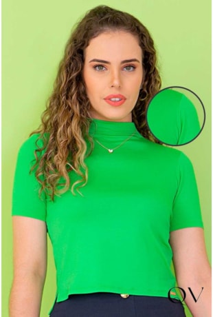 CROPPED BASIC GOLA ALTA VERDE - PURO SHARMY