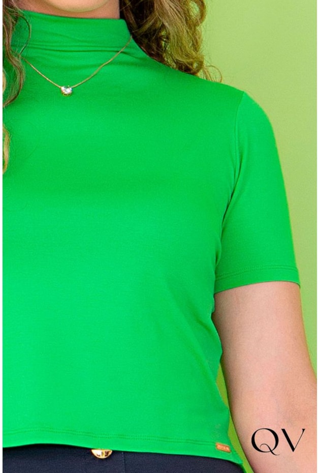 CROPPED BASIC GOLA ALTA VERDE - PURO SHARMY CROPPED BASIC GOLA ALTA VERDE - PURO SHARMY