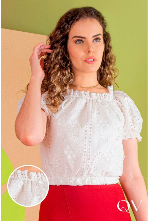 CROPPED CIGANINHA LAISE COM BORDADO OFF WHITE - PURO SHARMY CROPPED CIGANINHA LAISE COM BORDADO OFF WHITE - PURO SHARMY
