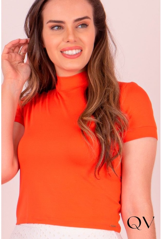 CROPPED GOLA ALTA LARANJA - PURO SHARMY CROPPED GOLA ALTA LARANJA - PURO SHARMY