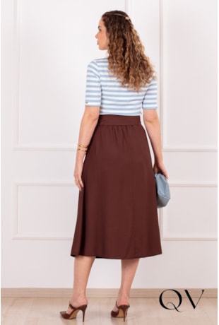 CROPPED LISTRADO EM MALHA CANELADA AZUL - PURO SHARMY