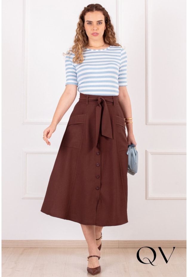 CROPPED LISTRADO EM MALHA CANELADA AZUL - PURO SHARMY