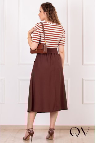CROPPED LISTRADO EM MALHA CANELADA MARROM - PURO SHARMY