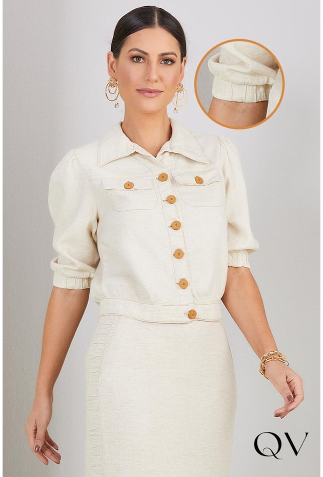 CROPPED VISCOLINHO SUSTENTÁVEL BEGE - TITANIUM JEANS CROPPED VISCOLINHO SUSTENTÁVEL BEGE - TITANIUM JEANS