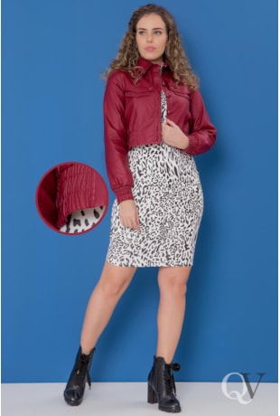 JAQUETA BOMBER BENGALINE RESINADO MARSALA - PURO SHARMY