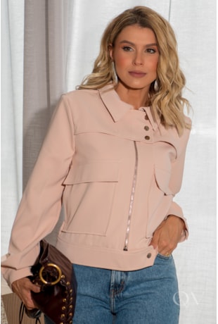 JAQUETA BOMBER EM ALFAIATARIA SALMÃO - LUZIA FAZZOLLI