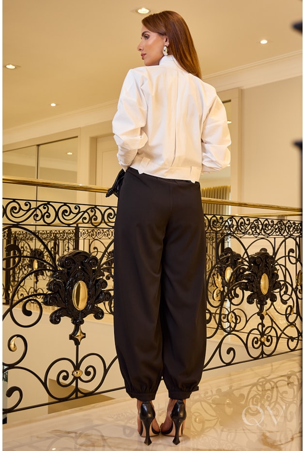 JAQUETA BOMBER EM TRICOLINE BRANCO - LUZIA FAZZOLLI