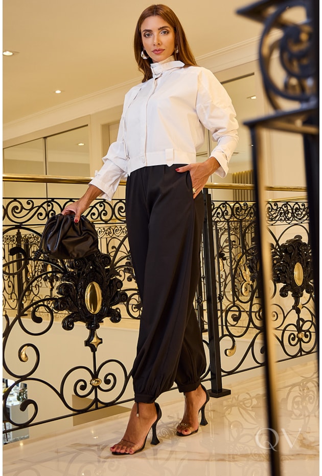 JAQUETA BOMBER EM TRICOLINE BRANCO - LUZIA FAZZOLLI