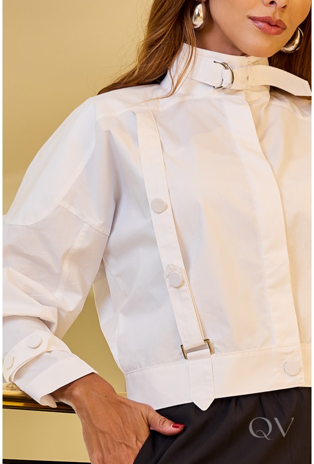 JAQUETA BOMBER EM TRICOLINE BRANCO - LUZIA FAZZOLLI