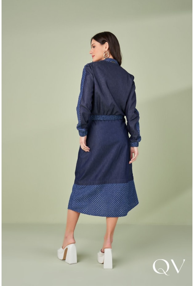 JAQUETA BOMBER MIX DE TECIDOS MARINHO - TITANIUM JEANS JAQUETA BOMBER MIX DE TECIDOS MARINHO - TITANIUM JEANS