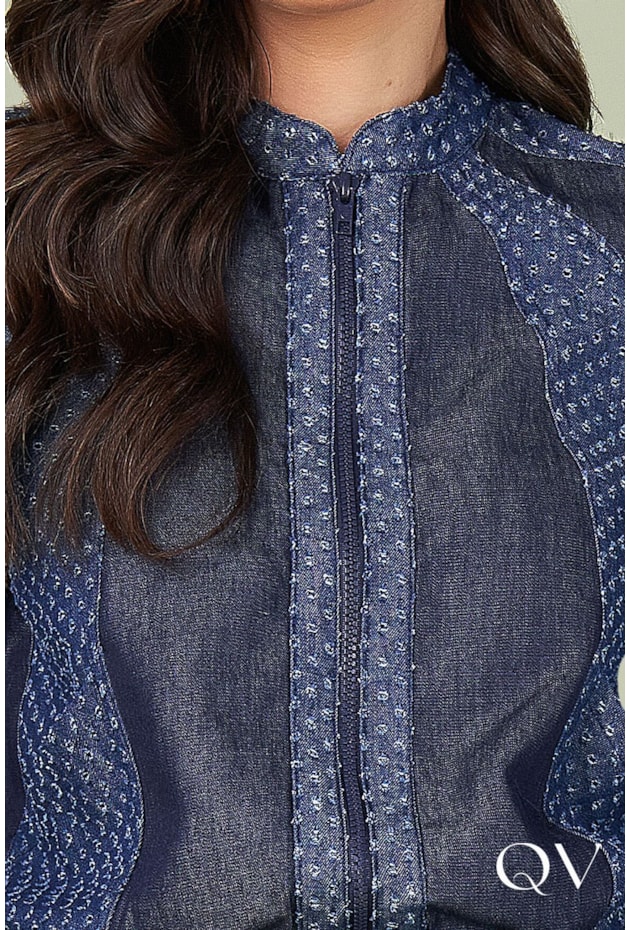 JAQUETA BOMBER MIX DE TECIDOS MARINHO - TITANIUM JEANS JAQUETA BOMBER MIX DE TECIDOS MARINHO - TITANIUM JEANS