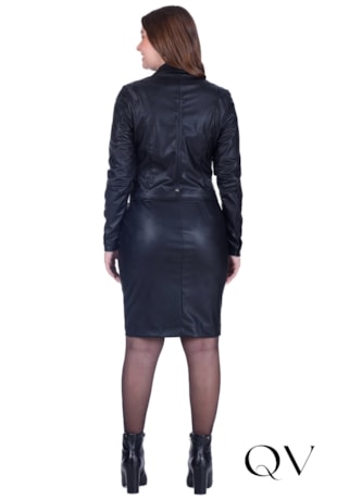 JAQUETA COM ASPECTO EM COURO COM BOTÕES PRETO - HAPUK