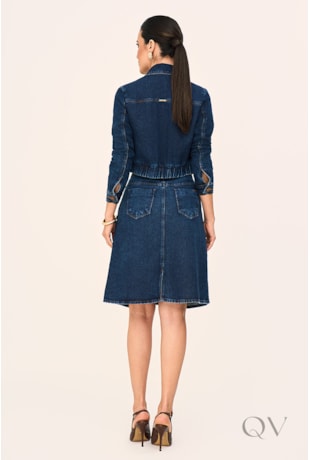 JAQUETA COM BOTÕES EM JEANS ESCURO - LAURA ROSA