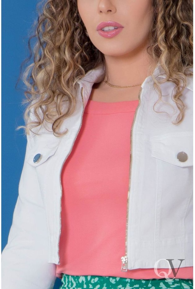 JAQUETA CROPPED JEANS BRANCO - PURO SHARMY JAQUETA CROPPED JEANS BRANCO - PURO SHARMY