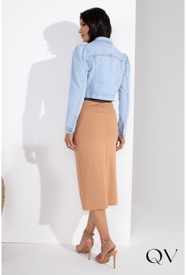 JAQUETA CROPPED JEANS CLARO - LEKAZIS JAQUETA CROPPED JEANS CLARO - LEKAZIS